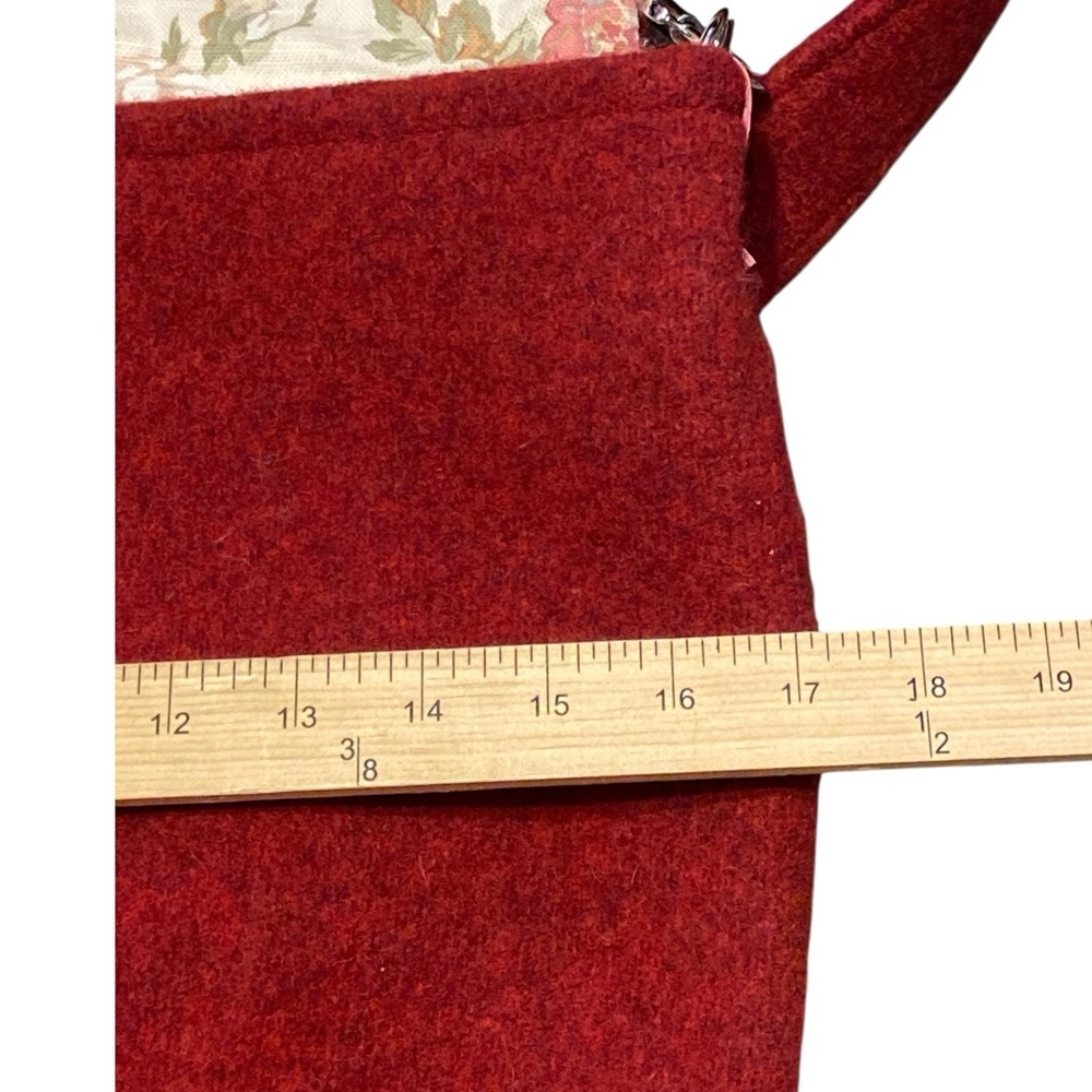 Hand Made with love, Red Striped Shoulder Bag with Butterfly! Boho hippie​ - Picture 4 of 6